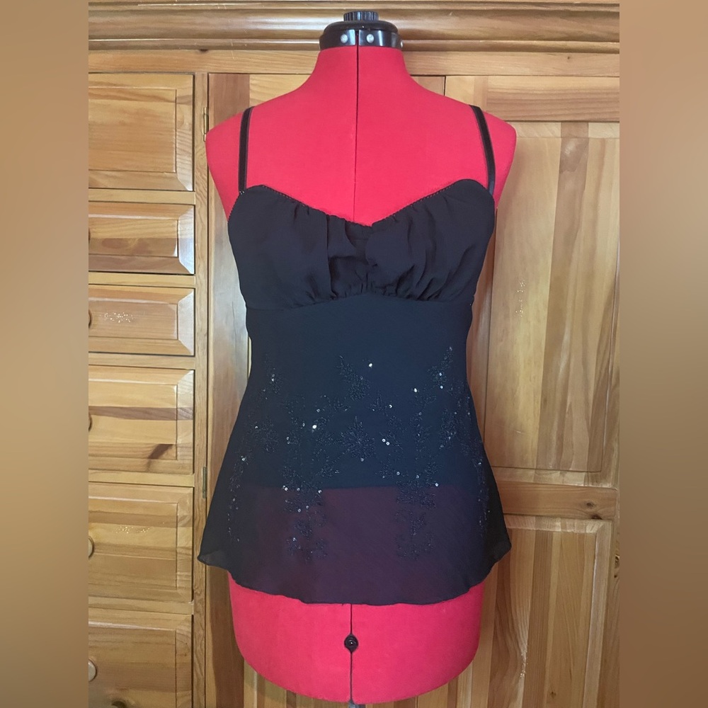 A. Byer Black Camisole with Embellishments